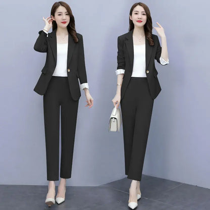 Women's 2025 Spring New Casual Blazers Jacket Matching Set Korean Elegant Chic Professional Suit Coat+Vest+Pants Three Piece