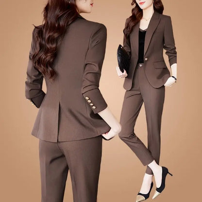 Women Spring Autumn New Fashion Professional Suit Matching Set Korean Elegant Casual Blazer Coat Pants Two-piece Female Clothing