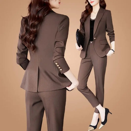 Women Spring Autumn New Fashion Professional Suit Matching Set Korean Elegant Casual Blazer Coat Pants Two-piece Female Clothing