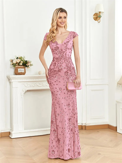 Lucyinlove Elegant Champagne Evening Dress For Women Long 2025 Luxury Mermaid Formal Sequins Prom Wedding Party Cocktail Dresses