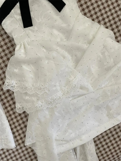 Spring Elegant Women Dress Vintage Style Long Sleeve Bow Detail Slim Fit Flared Hem Comfortable Party Dress Casual Dress 2025
