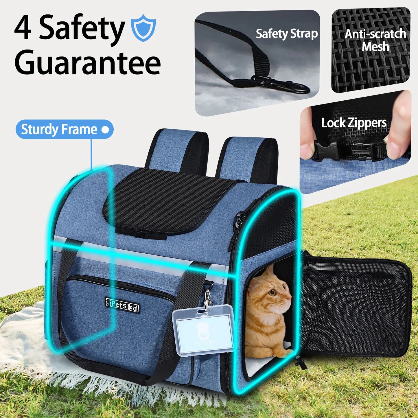 Petskd Pet Backpack Carrier Southwest Airline Approved Cat Travel Backpack for Small Dog Carrier Bag with Safety Lock Zipper