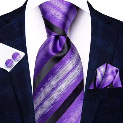 Hi-Tie Light Purple Solid Silk Wedding Tie For Men Quality Hanky Cufflink Gift Necktie Set Fashion Novelty Designer Dropshipping