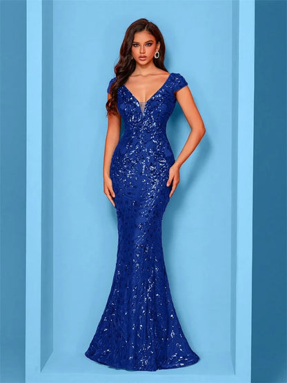 Lucyinlove Elegant Champagne Evening Dress For Women Long 2025 Luxury Mermaid Formal Sequins Prom Wedding Party Cocktail Dresses
