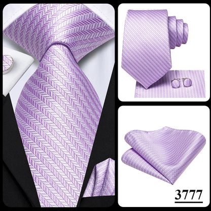 Hi-Tie Light Purple Solid Silk Wedding Tie For Men Quality Hanky Cufflink Gift Necktie Set Fashion Novelty Designer Dropshipping