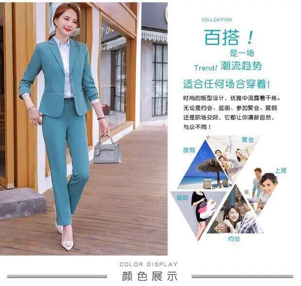 Women Spring Autumn New Fashion Professional Suit Matching Set Korean Elegant Casual Blazer Coat Pants Two-piece Female Clothing