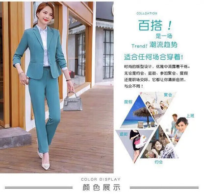 Women Spring Autumn New Fashion Professional Suit Matching Set Korean Elegant Casual Blazer Coat Pants Two-piece Female Clothing