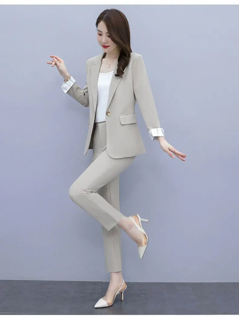 Women's 2025 Spring New Casual Blazers Jacket Matching Set Korean Elegant Chic Professional Suit Coat+Vest+Pants Three Piece