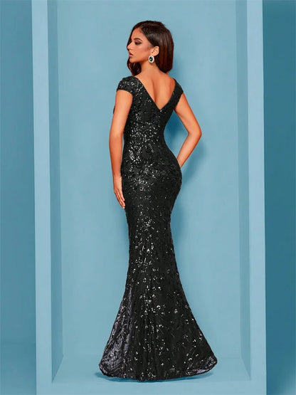 Lucyinlove Elegant Champagne Evening Dress For Women Long 2025 Luxury Mermaid Formal Sequins Prom Wedding Party Cocktail Dresses