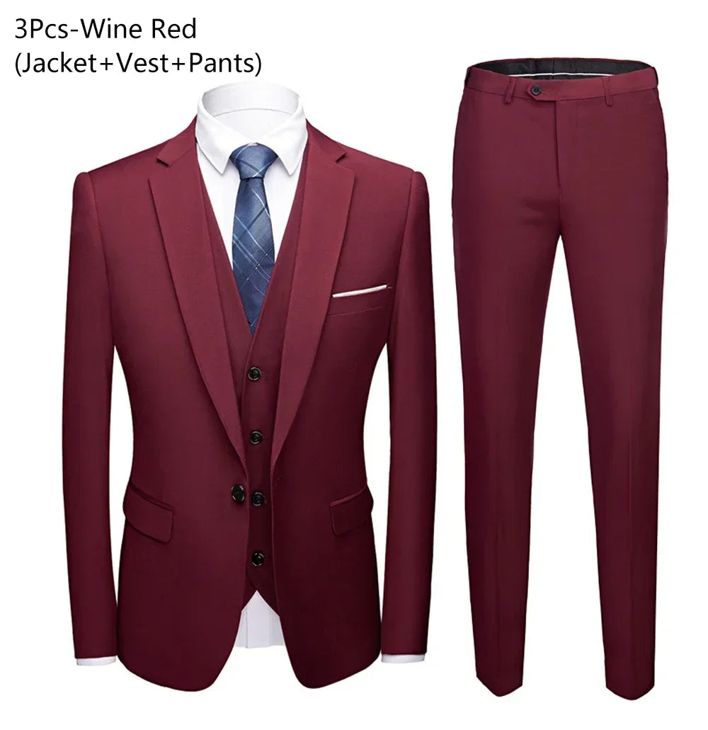 Men Suits Wedding Elegant 3 Pieces 2 Outfit Set Blazers Jackets Vest Pants Fashion Luxury Summer Classic 2024 Formal Clothing