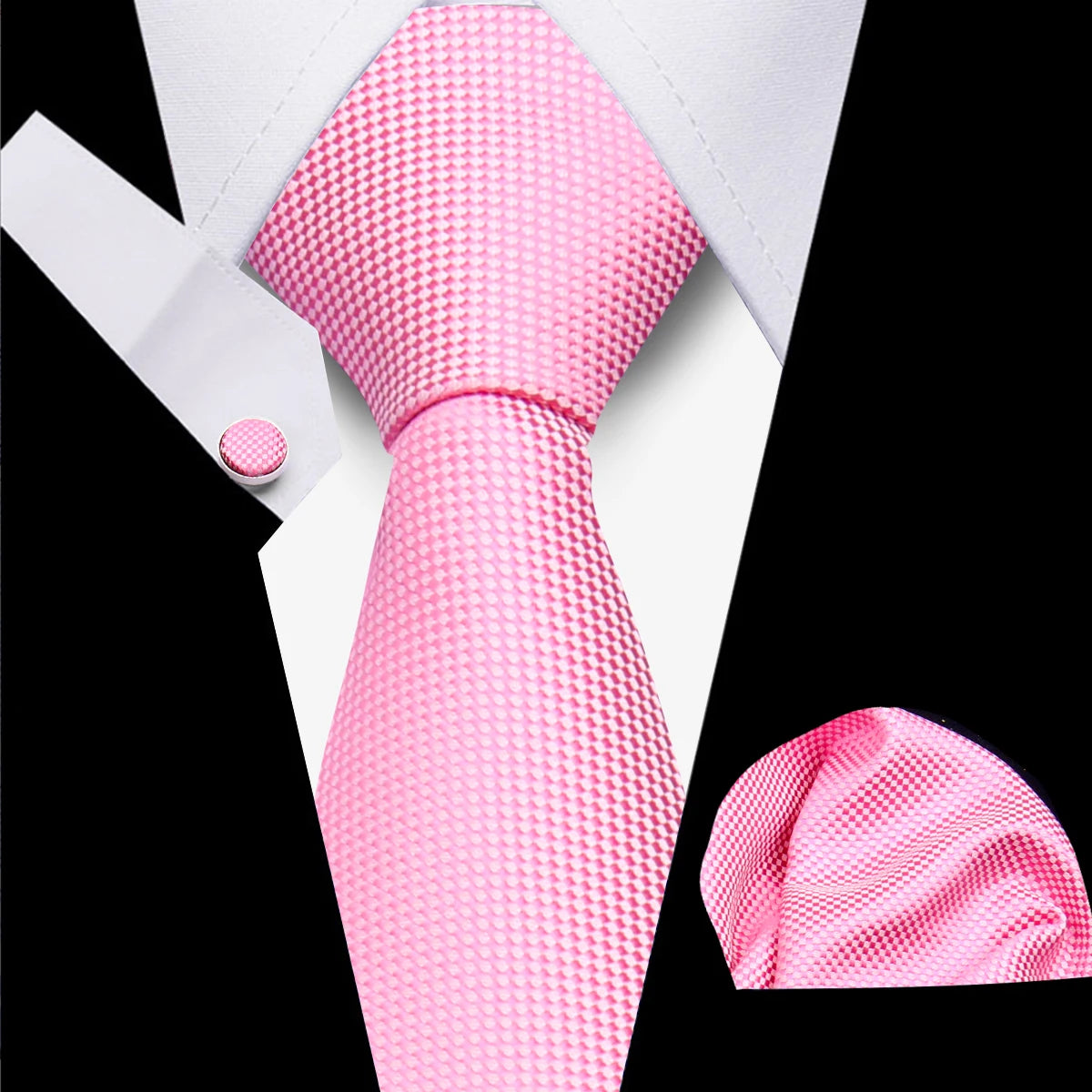Classic Elegant Ties For Men Fashion Gifts Striped Solid Necktie Handchief Cufflink 3 Pcs Set Wedding Business Suit Accessories