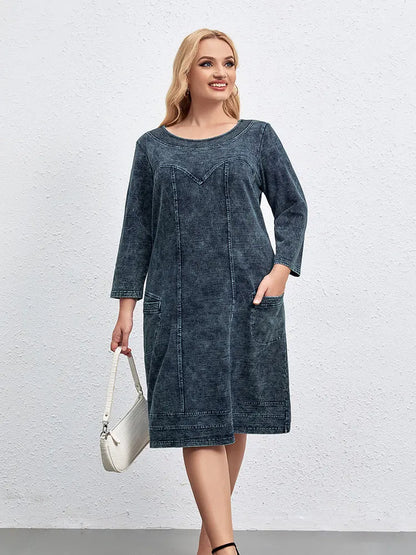 Women's plus Size Casual Denim Dress Loose Fit Mini Dress Multiple Colors Available
