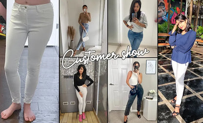2023 Women Pants High Waist Stretch Pencil Jeans High Waist Skinny Slim Large Full Length Distressed Trousers