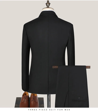 High Quality Men Suits 3 Pieces Elegant Blazer 2 Sets Luxury Wedding Business Vest Pants Coats 2023 Formal Jackets