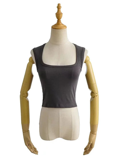 Deep Square Collar Vests 2023 Summer New Fashion Sexy Women's Crop Tops Sling Vest Camis