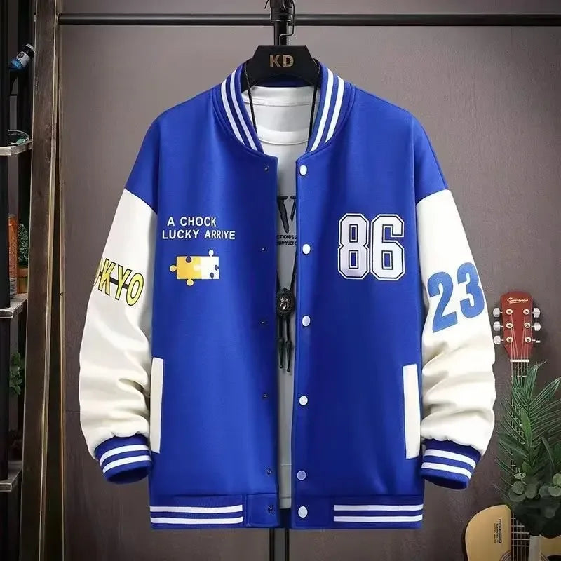 Trendy Baseball Jacket For Men Casual Loose Fit High School Student Hip Hop Style Couples Coat Spring Autumn Season