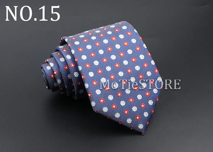 Men's Fashion Tie 8cm Blue Necktie Classic Plaid Striped Neck Tie Paisley Floral Neckties Daily Wear Cravat Wedding Party Gift