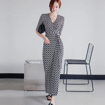 FANIECES Summer Wrap Dresses Women Sexy V Neck Split Maxi Dress Print Female Casual Beachwear Lace Up Party Vestidos Robe платье