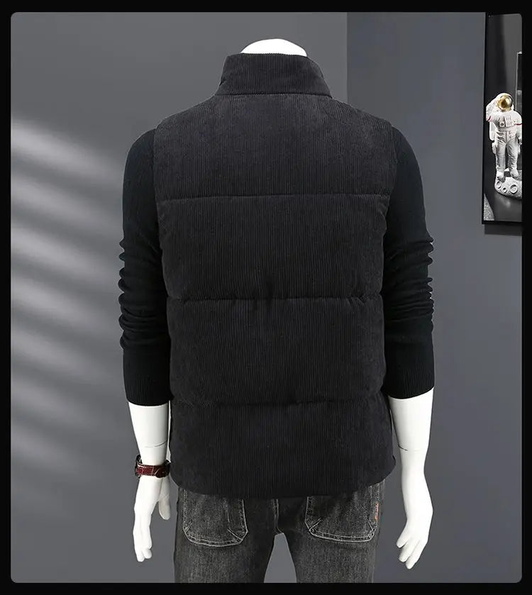 Waistcoat Male Wintertime Cotton Sill Young Person Korean Version Corduroy Vest Thickening for Warmth Men's Handsome Vest Jacket