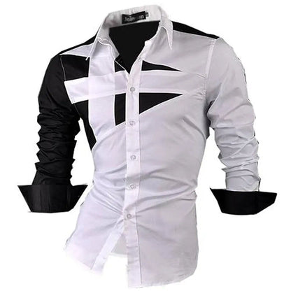 Jeansian Men's Casual Dress shirt 3D simple all-match printed long-sleeved fashion hip-hop neutral clothing