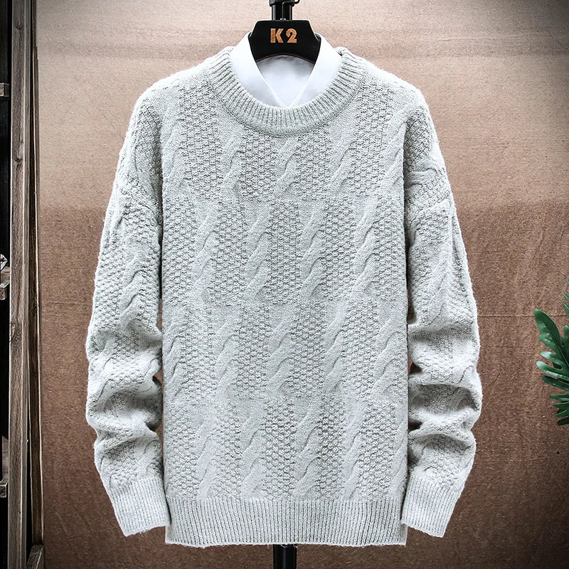 Round Neck Knitwear Sweater New Autumn/Winter Mock Neck Sweatshirts Solid Color Pullovers Man Brand Casual Mens Clothing