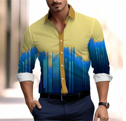 Gradient Men's Clothing Soft and Comfortable Men's Shirt Summer Hawaiian Shirt High Quality Men's Clothing Fashion Button Design