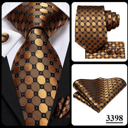 Hi-Tie Psialey Black Gold Silk Elegant Tie For Men Groom Wedding Men Necktie Pocket Square Cufflink Accessory Wholesale Designer