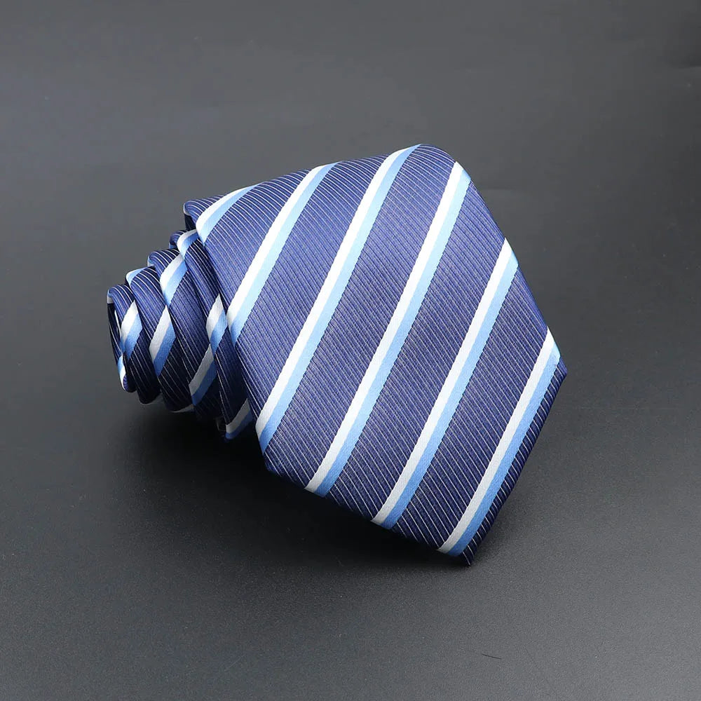 Men's Fashion Tie 8cm Blue Necktie Classic Plaid Striped Neck Tie Paisley Floral Neckties Daily Wear Cravat Wedding Party Gift