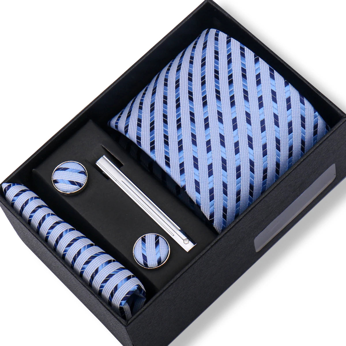 Ties Gift Box Brand Design Top Quality Jacquard Necktie Hanky Cufflink Set Tie Clip For Men Gravatas Business Wedding