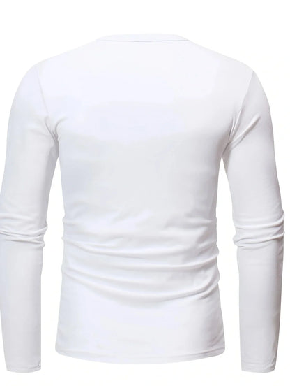 Cross-border Spring and Autumn Clothing European and American Men's T-Shirt Long-sleeved Men's Base Henry Shirt