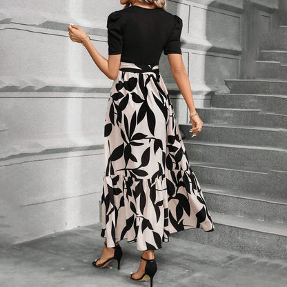 Spring Elegant Dress For Women Bow Tie Waist Cinched Dress A-Lin Flowing Skirt Office Women'S Clothing High Waisted Fashion Dres