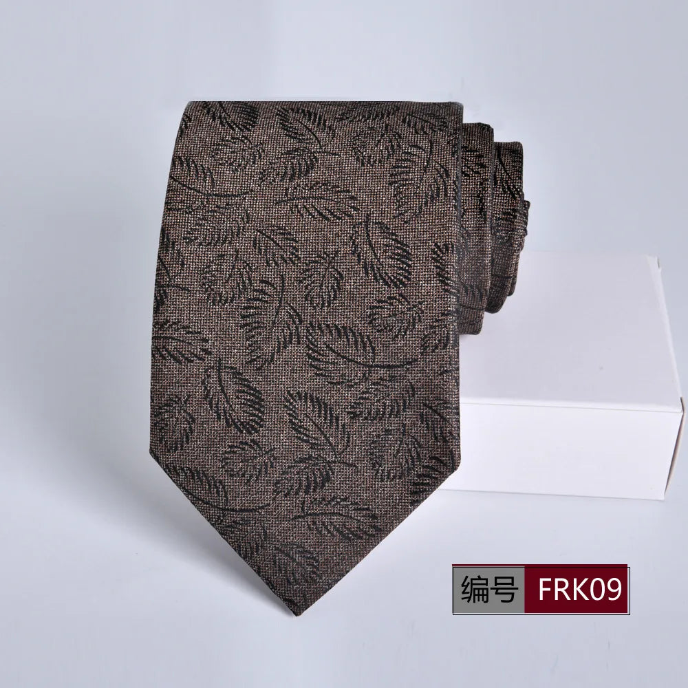 Brown Tie For Men Classic Style 8CM Tie Striped Jacquard Ties Wine Red Wedding Gravatas Formal Business Neckties Gifts For Men