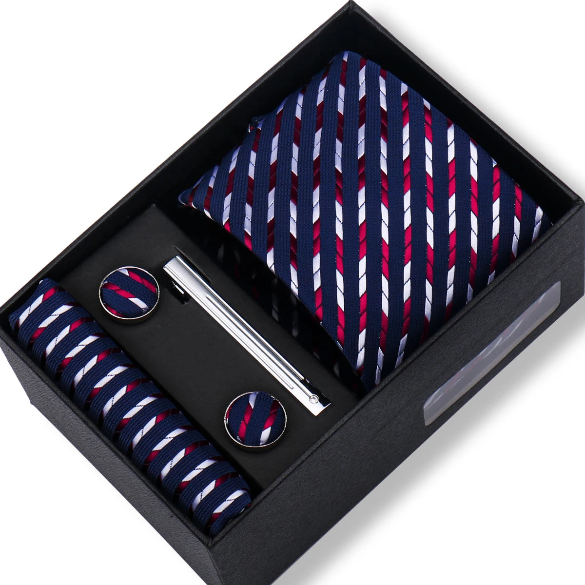 Ties Gift Box Brand Design Top Quality Jacquard Necktie Hanky Cufflink Set Tie Clip For Men Gravatas Business Wedding