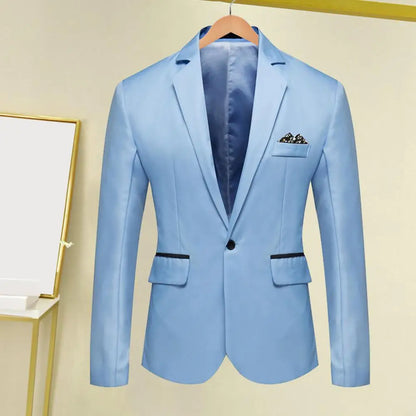 Men Suit Coat Formal Business Style Slim Fit Single Button Cardigan Lapel Long Sleeve Commute Office Groom Wedding Suit Jacket