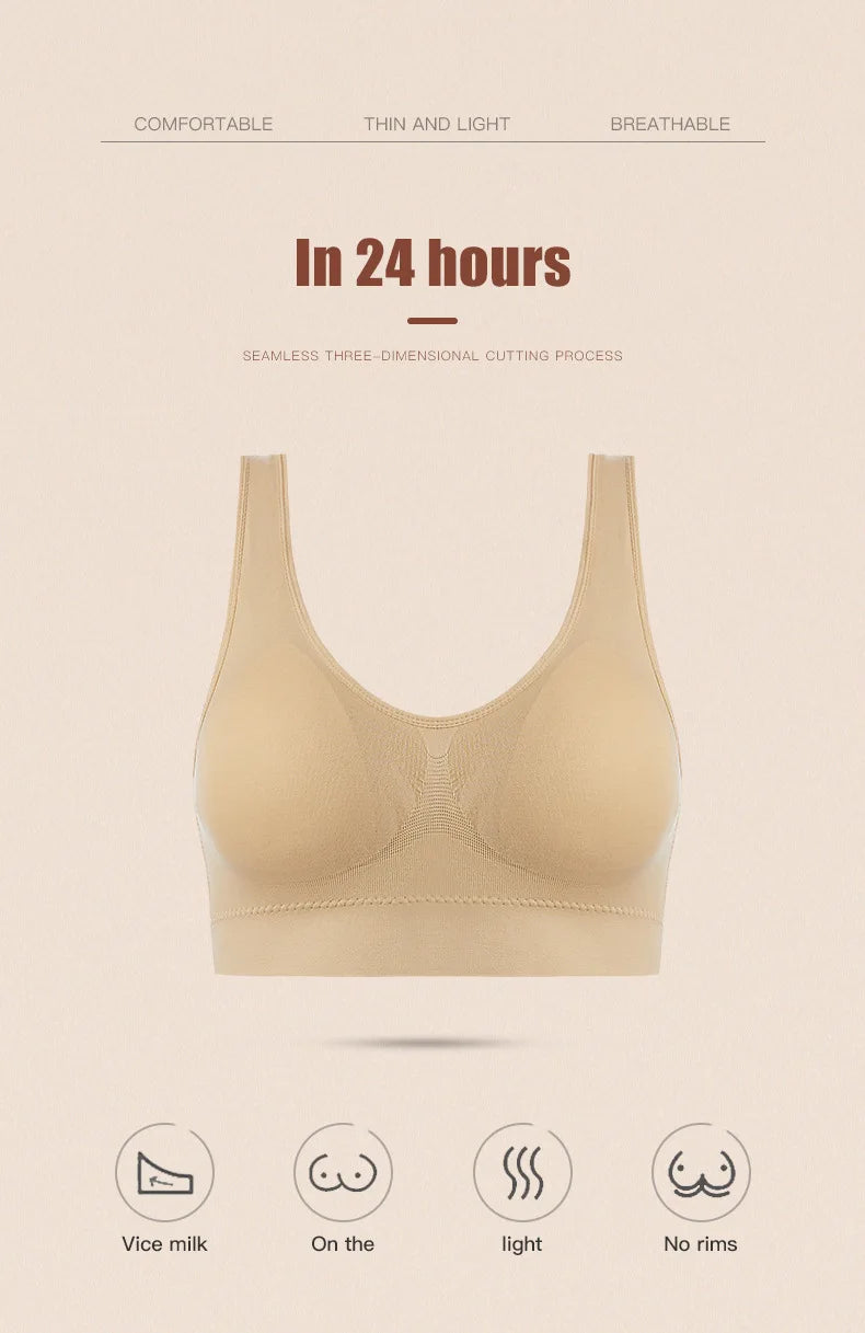 Women Sexy Bra Plus Size Seamless Breathable Brassiere Wire Free Bralette Underwear Comfortable Active Padded Brassiere Crop Top