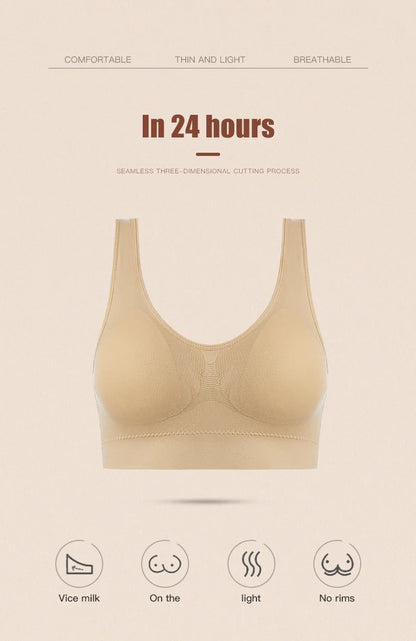 Women Sexy Bra Plus Size Seamless Breathable Brassiere Wire Free Bralette Underwear Comfortable Active Padded Brassiere Crop Top