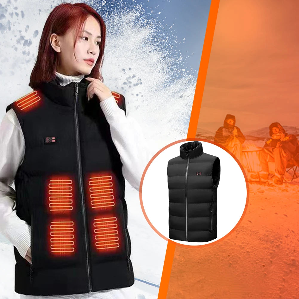 Men Women Heated Vest Electric Heating Coat 3 Heat Levels Warm USB Rechargeable Digital Display for Camping Outdoor Work Fishing