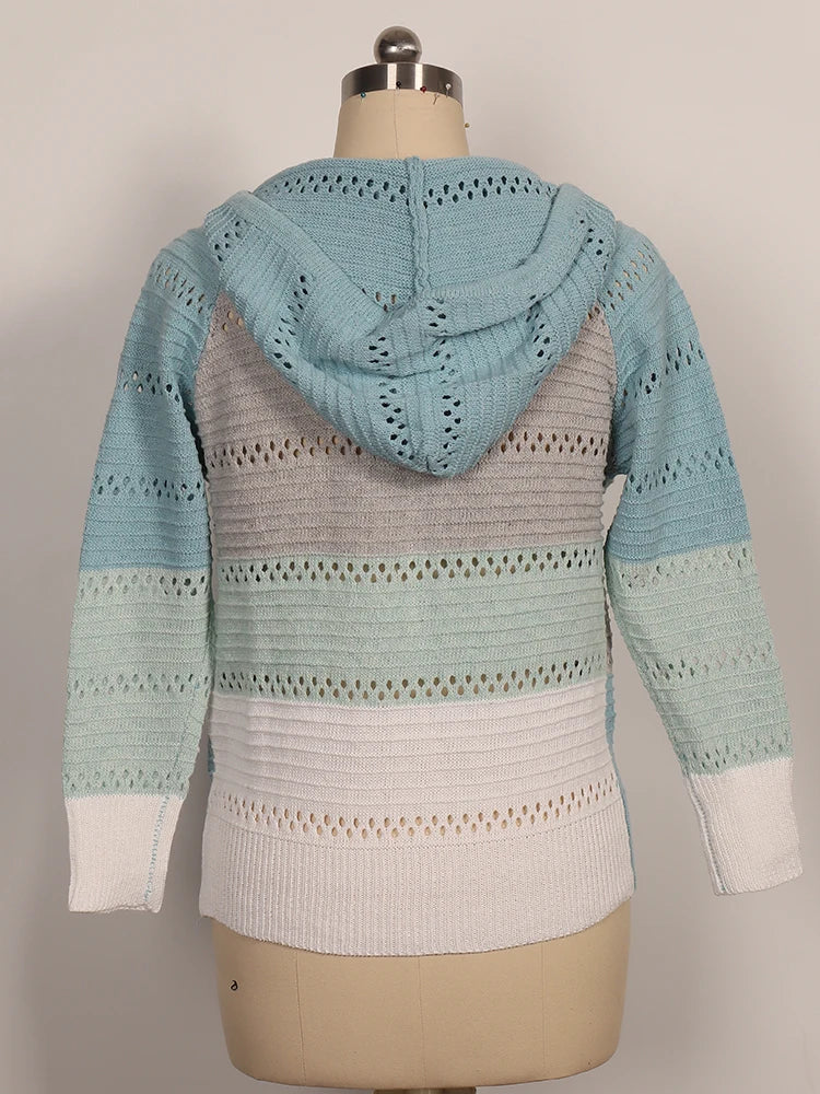 2024 Autumn and Winter New Casual Cardigan Women's Tops Plus Plus Zip Hoodie Colorblocking Lightweight Loose Top