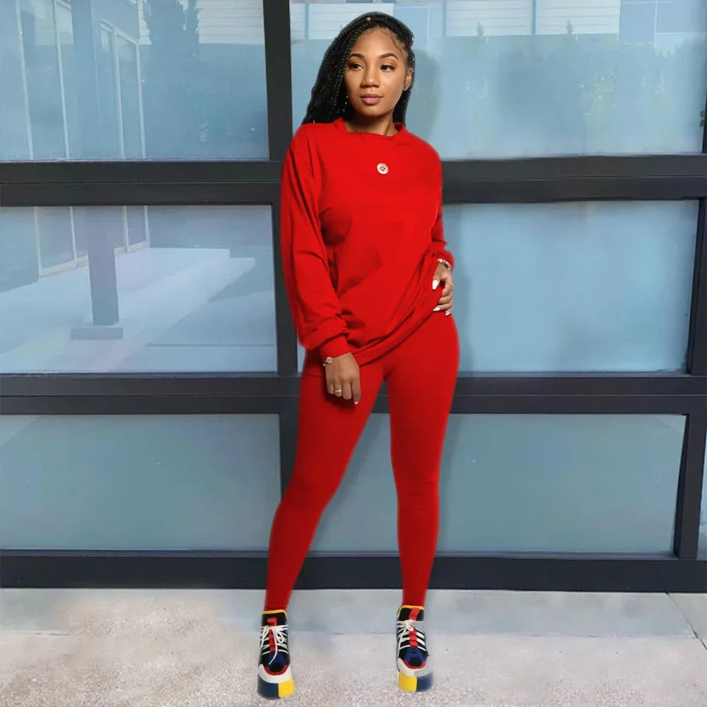 two piece set women 2 piece set stacked leggings clothes for women outfits stacked pants tracksuit female fall clothes 2024