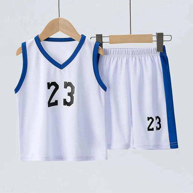 2/4Pcs Summer Children's Quick-drying Sports Suit Boys Casual Ball Sleeveless T-shirt Girls Joker Mixed Color Combination Shorts