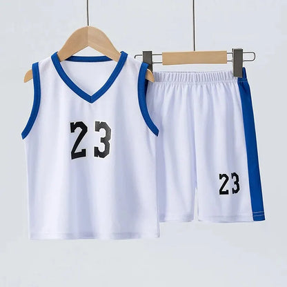 2/4Pcs Summer Children's Quick-drying Sports Suit Boys Casual Ball Sleeveless T-shirt Girls Joker Mixed Color Combination Shorts