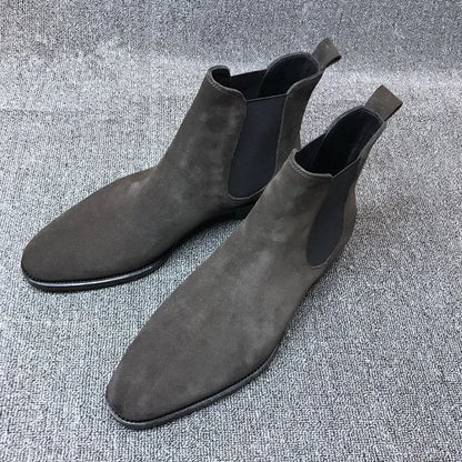 Designer Men Chelsea Boots Luxury Velvet Men's Ankle Boots High Quality Suede Leather Shoes for Men Dress Boots Botas de Hombre