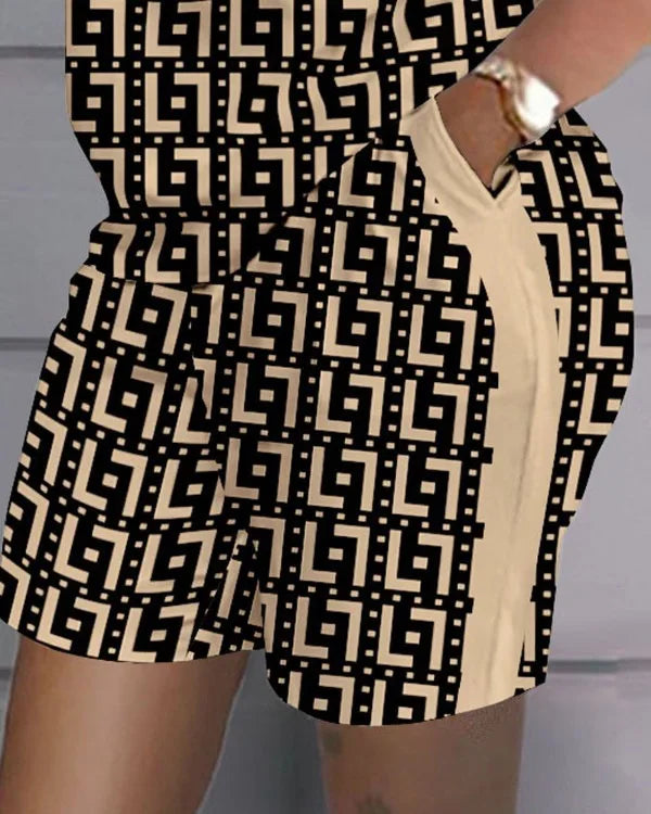 Women Casual Short Sleeve Two Piece Sets Women Outfit 2023 Summer Letter Printed Pocket Suit Female T Shirt Shorts 2 Pieces Set