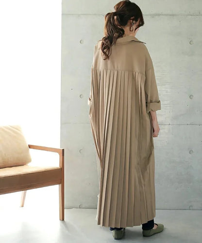 Spring Long Shirt Dress A-line Women's Dress Elegant Pleated Long Sleeve Casual Dresses Female Fashion Oversize Ladies Clothes