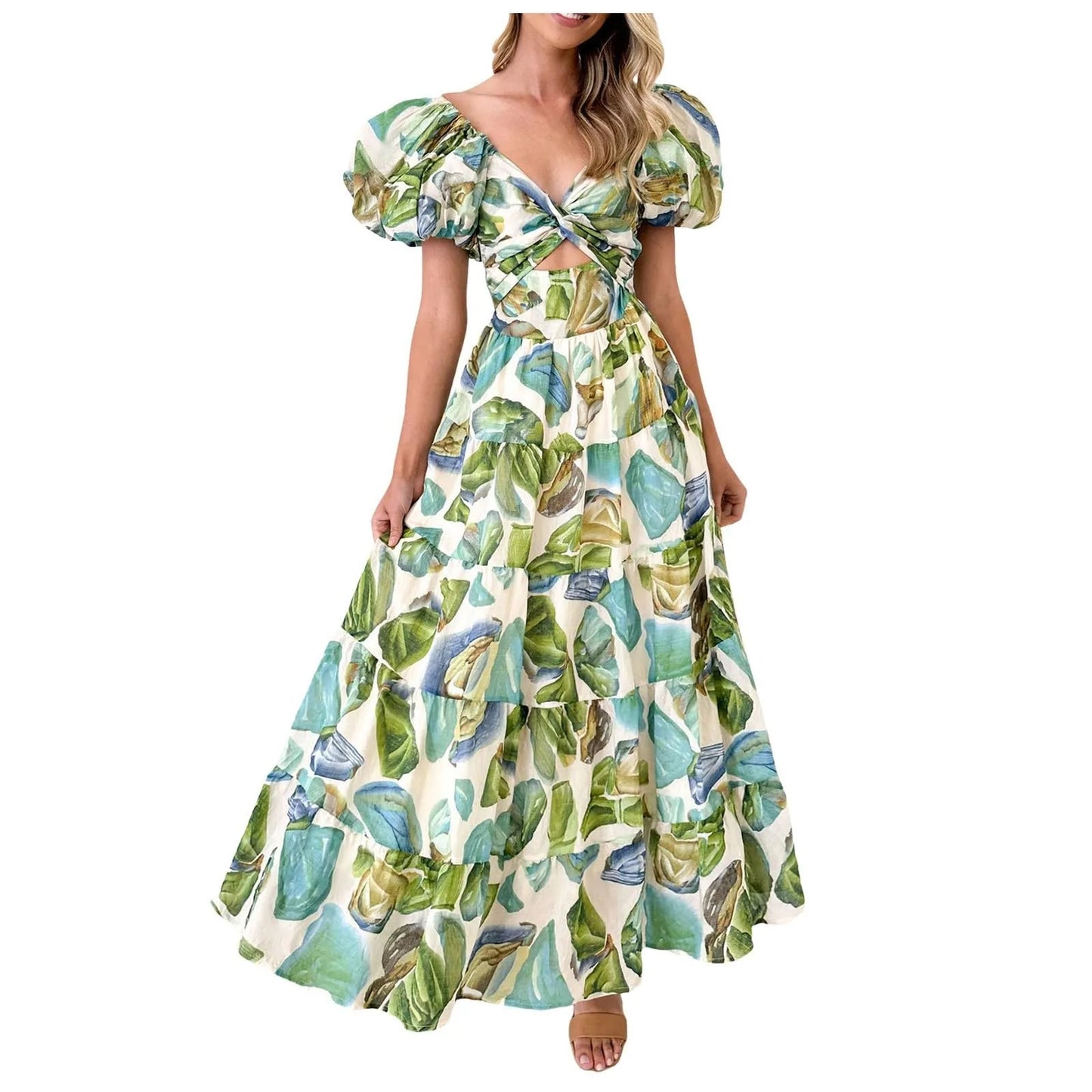 Vestidos Para Mujer Spring Formal Dresses For Women V-Neck Floral Long Dress Casual Summer Dresses For Women Floral Formal Dress