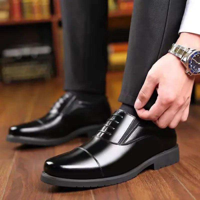 Social Shoe for Men Black Dress Shoes Man Business Spring Autumn Gentleman Elegant and Classic Legitimate Leather Suit Official