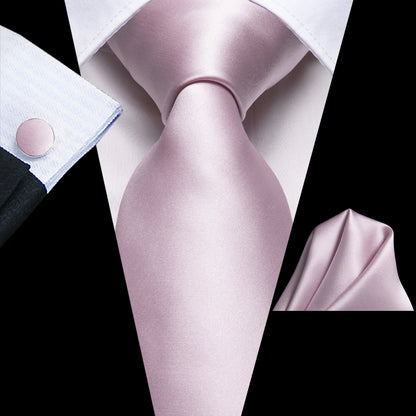 Hi-Tie Sage Green Pink Blue Solid Silk Wedding Tie For Men Handky Cufflink Mens Necktie Set Fashion Designer Business Party