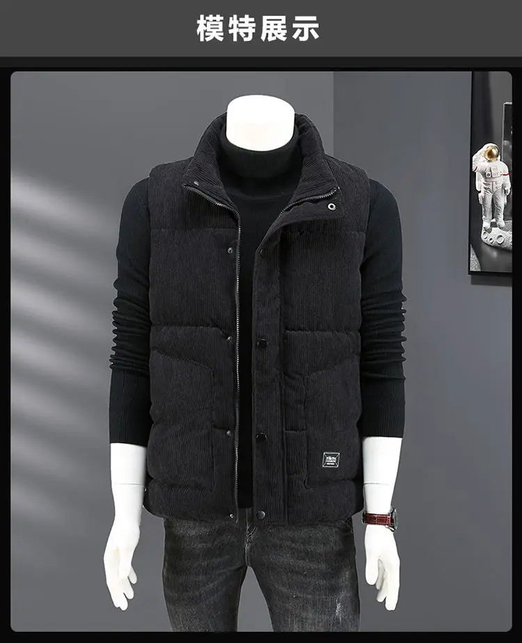 Waistcoat Male Wintertime Cotton Sill Young Person Korean Version Corduroy Vest Thickening for Warmth Men's Handsome Vest Jacket