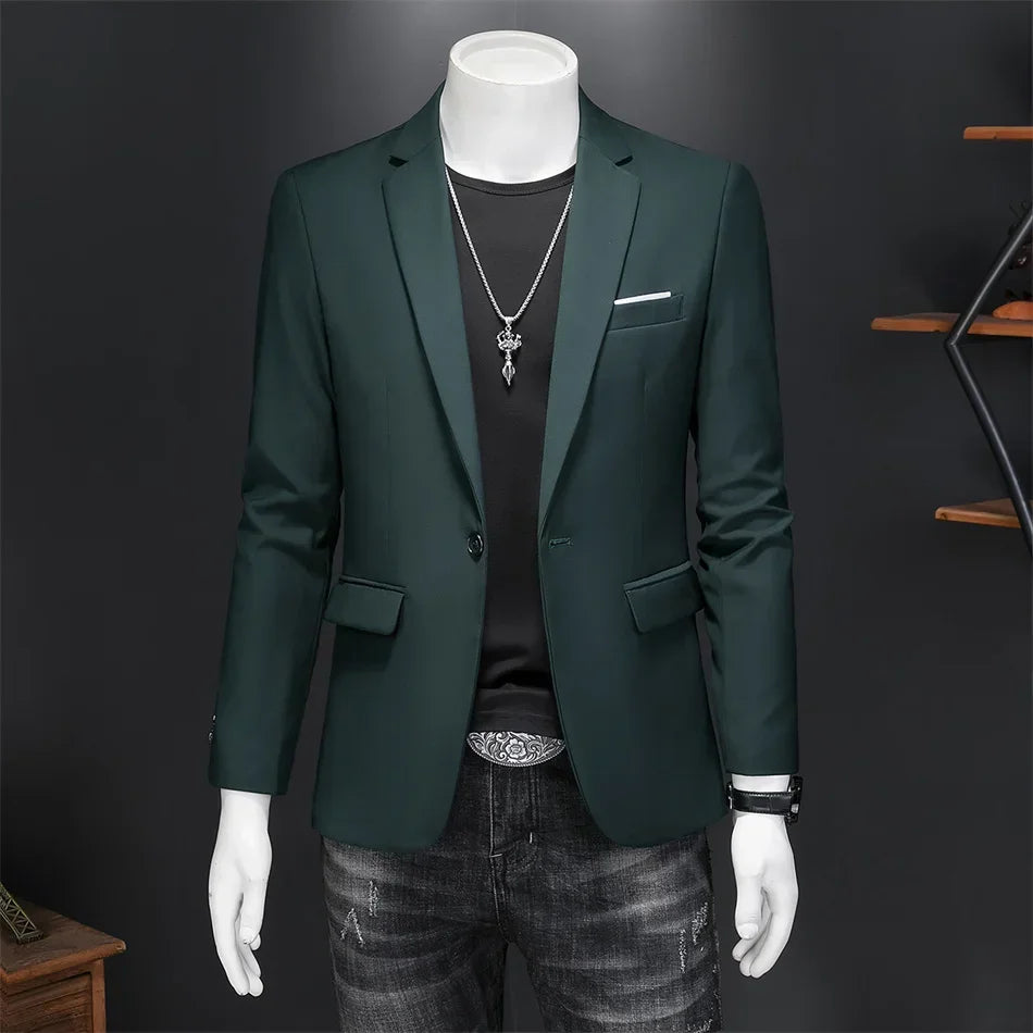 Boutique Fashion Suit Men's Slim Groom Wedding Suit Jacket Business Office Suit Casual Solid Color Suit Jacket