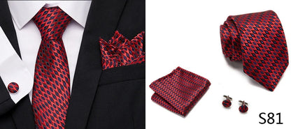 Hot Sale Holiday Gift Tie Pocket Squares Cufflink Set Necktie Dot Man Dark Grey Wedding Accessories Performance